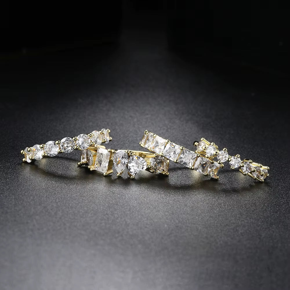 Designer Tennis Zircon Rings for Female Shiny Dainty Crystal Stacking Matching Wedding Finger Ring Fashion Chic Jewelry R018