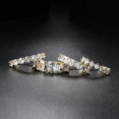 Designer Tennis Zircon Rings for Female Shiny Dainty Crystal Stacking Matching Wedding Finger Ring Fashion Chic Jewelry R018