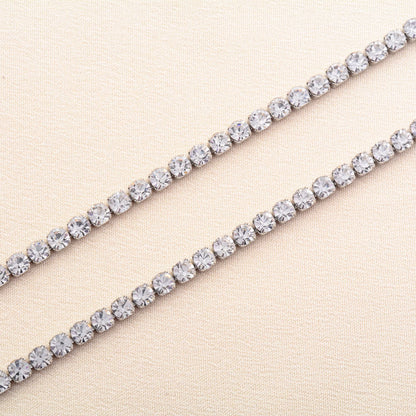 Stainless Steel Rhinestone Necklace for Women Cubic Zirconia Tennis Chain Ladies Crystal Choker Minimalism Jewelry Accessories