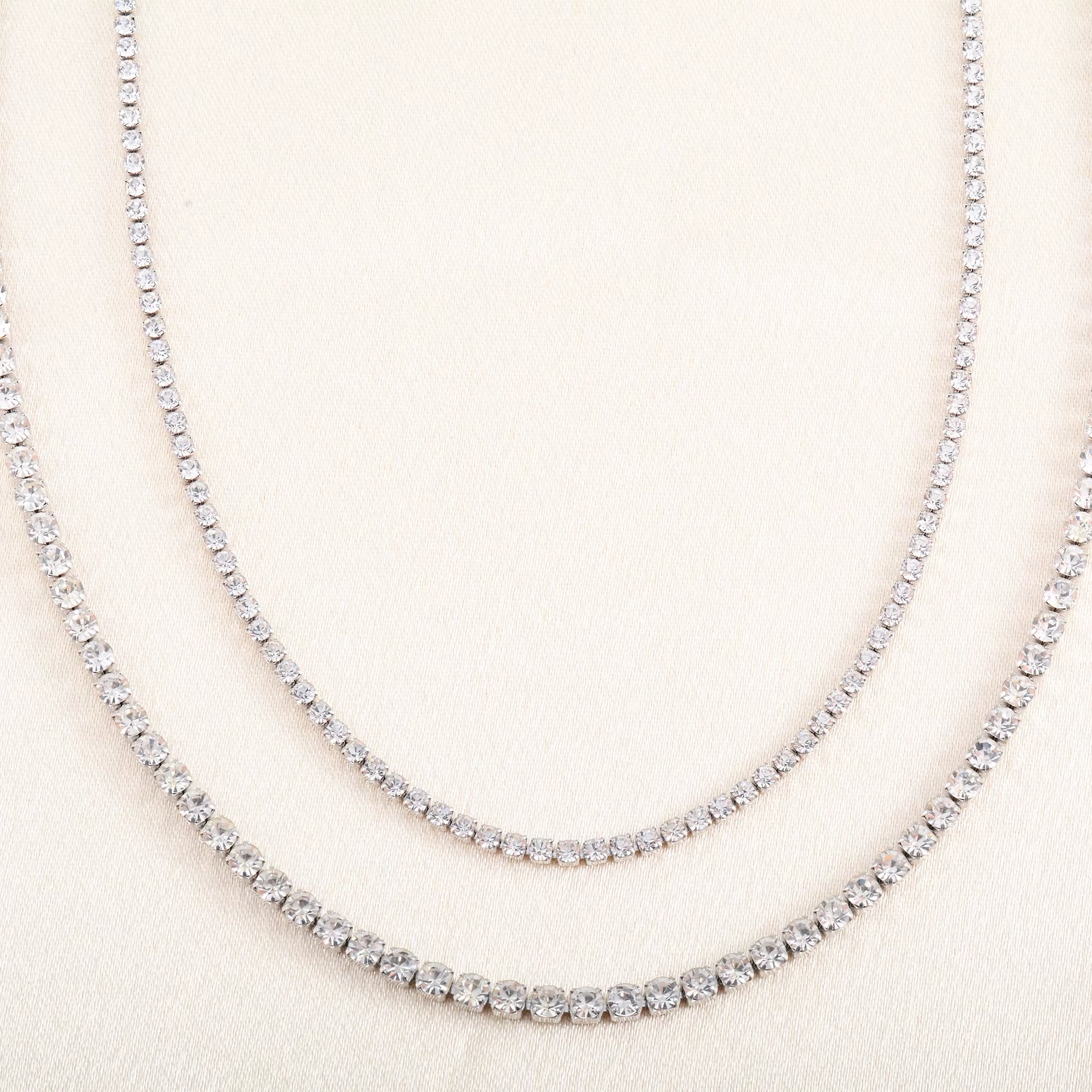 Stainless Steel Rhinestone Necklace for Women Cubic Zirconia Tennis Chain Ladies Crystal Choker Minimalism Jewelry Accessories