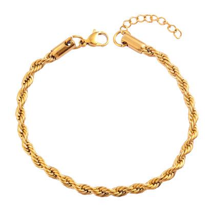 Men Rope Chain Bracelet for Women Stainless Steel Bangle Gold/Silver Color Ankle Anklet Gift Jewelry Accessories with Extension