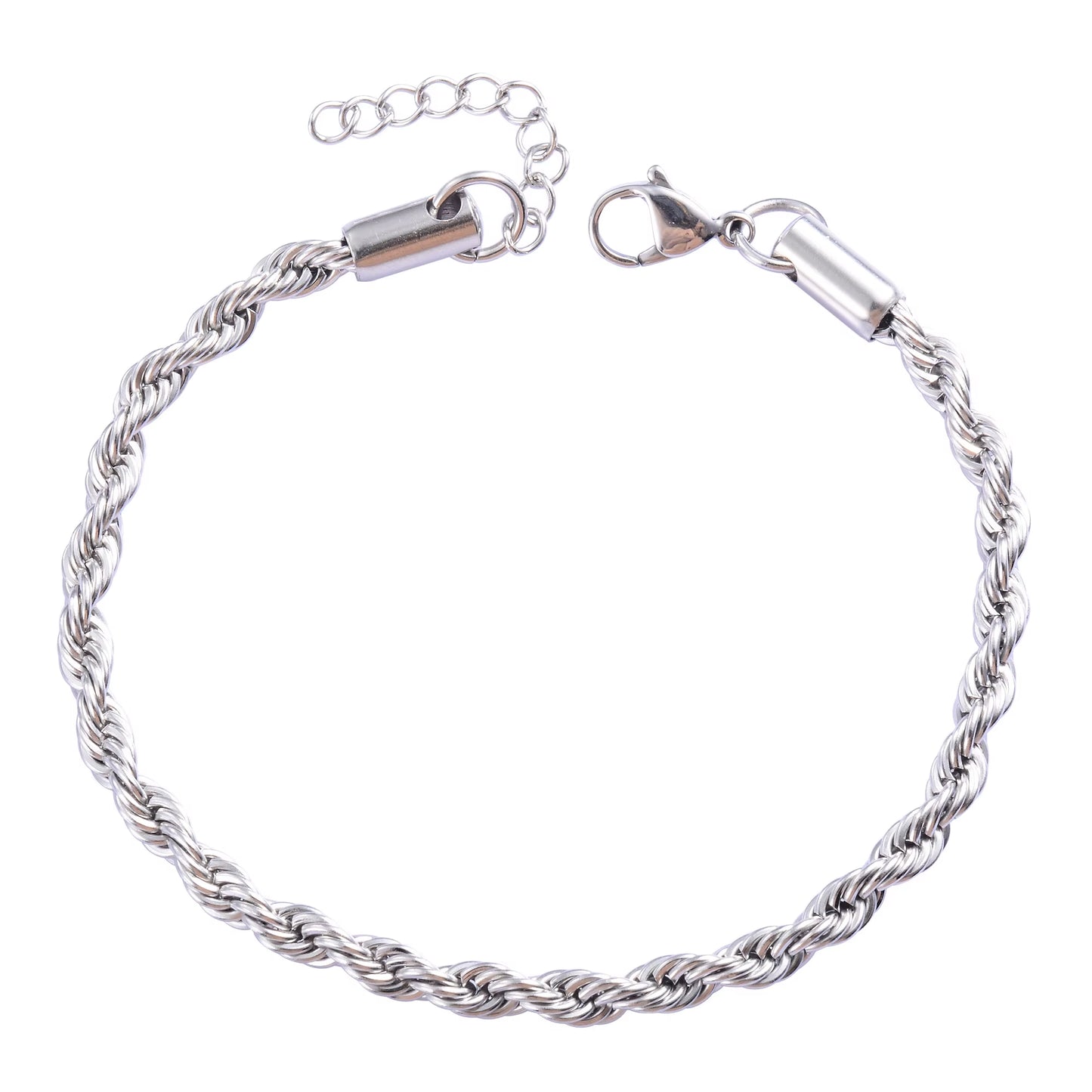 Men Rope Chain Bracelet for Women Stainless Steel Bangle Gold/Silver Color Ankle Anklet Gift Jewelry Accessories with Extension