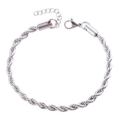 Men Rope Chain Bracelet for Women Stainless Steel Bangle Gold/Silver Color Ankle Anklet Gift Jewelry Accessories with Extension