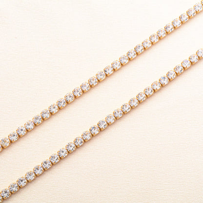 Stainless Steel Rhinestone Necklace for Women Cubic Zirconia Tennis Chain Ladies Crystal Choker Minimalism Jewelry Accessories