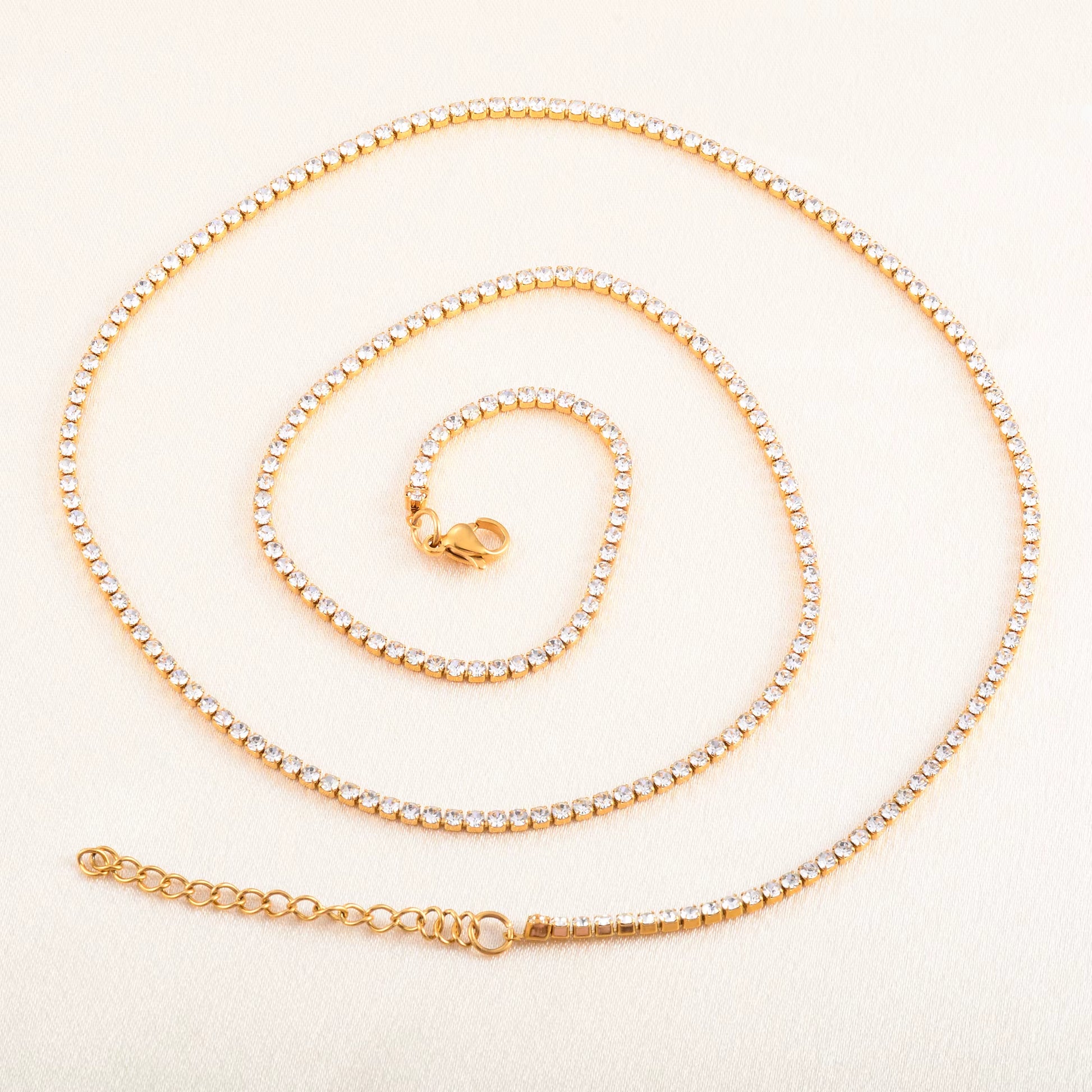 Stainless Steel Rhinestone Necklace for Women Cubic Zirconia Tennis Chain Ladies Crystal Choker Minimalism Jewelry Accessories