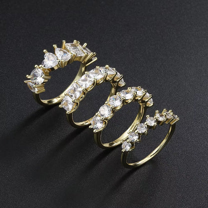 Designer Tennis Zircon Rings for Female Shiny Dainty Crystal Stacking Matching Wedding Finger Ring Fashion Chic Jewelry R018