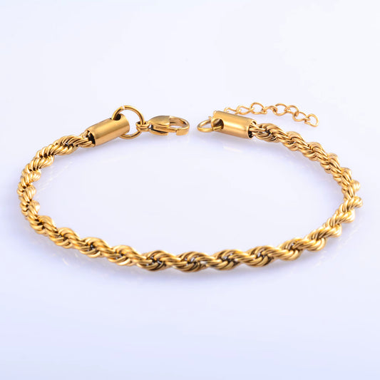 Men Rope Chain Bracelet for Women Stainless Steel Bangle Gold/Silver Color Ankle Anklet Gift Jewelry Accessories with Extension
